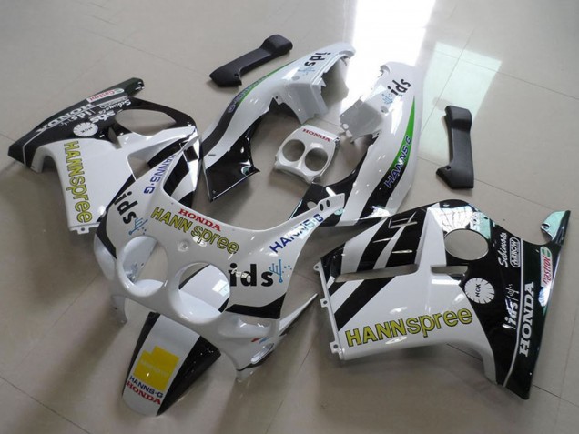 1988-1989 Honda CBR250RR MC19 Motorcycle Fairings - White Yellow Glossy Black Hannspree UK
