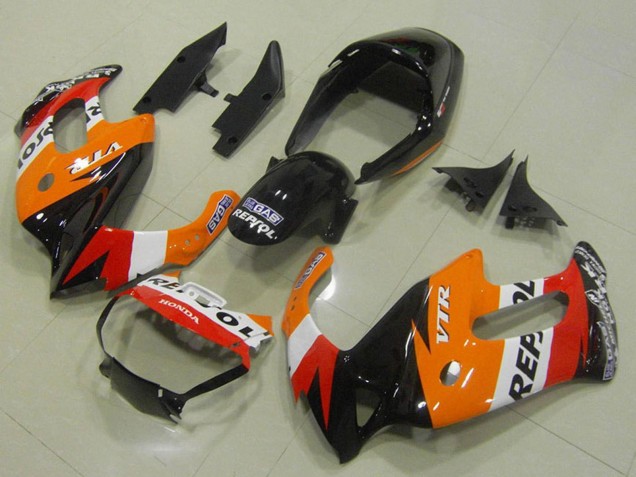1997-2005 Honda VTR1000F Motorcycle Fairings - Orange White Red Glossy Black Repsol UK