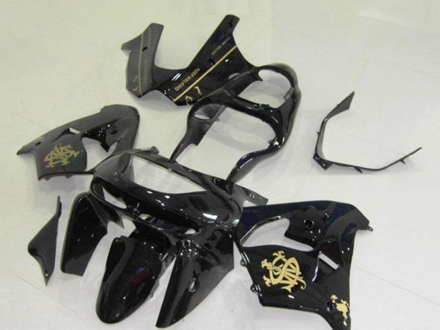 1998-1999 Kawasaki ZX9R Motorcycle Fairings - Glossy Black Gold Jw UK