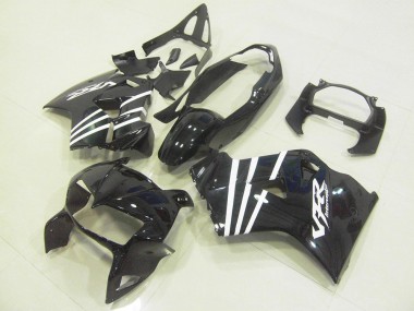 1998-2001 Honda VFR 800 Motorcycle Fairings - Glossy Black White Stripe UK