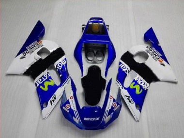 1998-2002 Yamaha YZF R6 Motorcycle Fairings - White Blue Black MoviStar ENEOS Yamalube UK