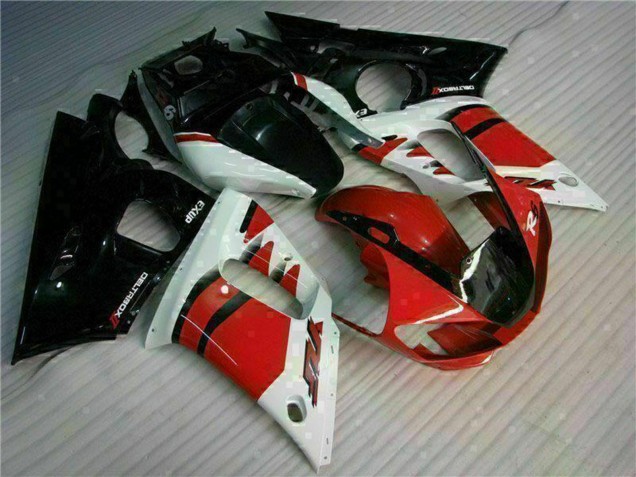 1998-2002 Yamaha YZF R6 Motorcycle Fairing - White Red Glossy Black UK