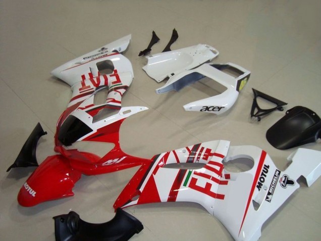 1998-2002 Yamaha YZF R6 Motorcycle Fairings - White Red Fiat Motul Michelin UK