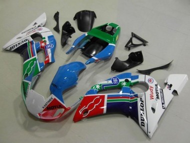 1998-2002 Yamaha YZF R6 Motorcycle Fairings - White Blue Green Red Fiat Motul Michelin Dunlop UK