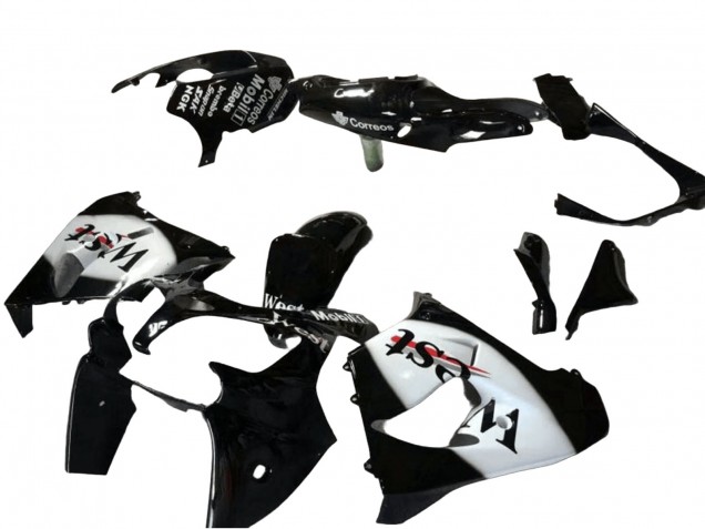 2000-2001 Kawasaki ZX9R Motorcycle Fairing - Glossy Black White West UK