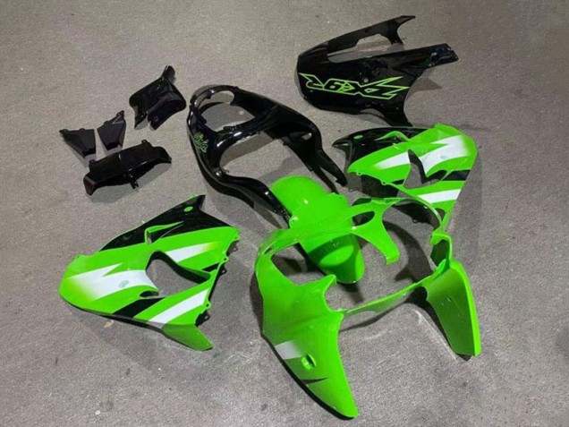 2000-2001 Kawasaki ZX9R Motorcycle Fairings - Green White Glossy Black UK