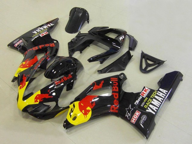2000-2001 Yamaha YZF R1 Motorcycle Fairings - Glossy Black Yellow Red Bull UK