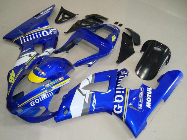 2000-2001 Yamaha YZF R1 Motorcycle Fairings - Blue White Yellow Motul 46 UK