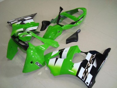 2000-2002 Kawasaki ZX6R Motorcycle Fairings - Green White Black 636 UK