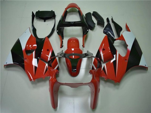 2000-2002 Kawasaki ZX6R Motorcycle Fairings - White Red Glossy Black UK