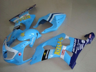 2000-2002 Suzuki GSXR 1000 Motorcycle Fairings - Light Blue Yellow Black White Yellow Rizla UK
