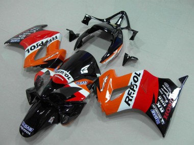 2002-2013 Honda VFR 800 Motorcycle Fairing - Orange White Red Glossy Black Repsol UK