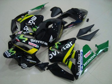 2003-2004 Honda CBR600RR Motorcycle Fairings - Glossy Black Yellow Green MoviStar UK