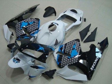 2003-2004 Honda CBR600RR Motorcycle Fairing - White Blue Glossy Black UK