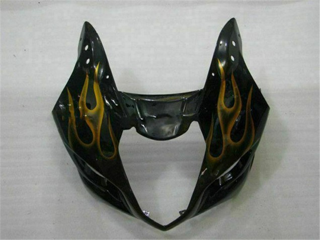 2003-2004 Suzuki GSXR 1000 Motorcycle Fairings - Glossy Black Gold Flame UK