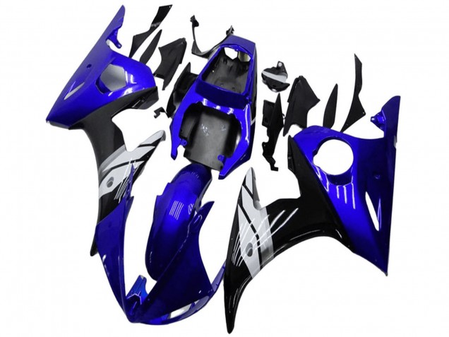 2003-2004 Yamaha YZF R6 Motorcycle Fairings - Blue White Glossy Black UK