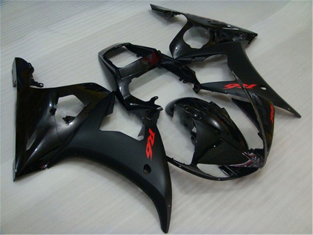 2003-2004 Yamaha YZF R6 Motorcycle Fairings - Glossy Black Matte Black Red Decals UK
