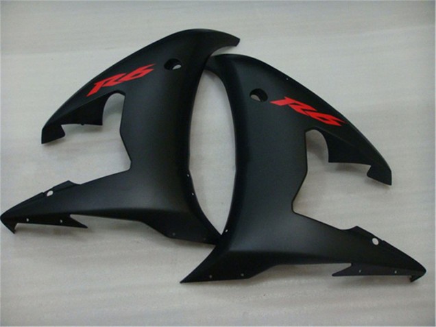 2003-2004 Yamaha YZF R6 Motorcycle Fairings - Glossy Black Matte Black Red Decals UK