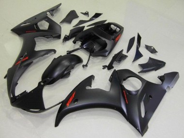 2003-2004 Yamaha YZF R6 Motorcycle Fairings - Matte Black Red Decals UK