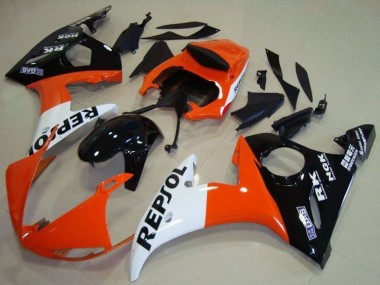 2003-2004 Yamaha YZF R6 Motorcycle Fairing - Orange White Glossy Black Repsol UK