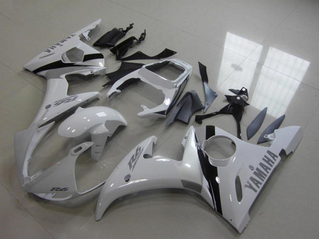 2003-2004 Yamaha YZF R6 Motorcycle Fairing Kits - White Glossy Black UK