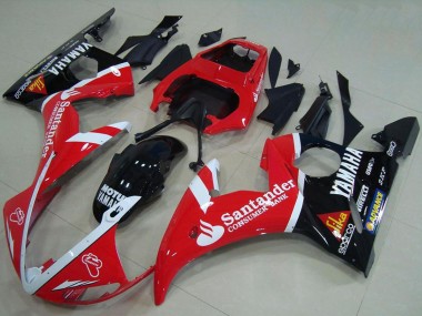 2003-2004 Yamaha YZF R6 Motorcycle Fairings - Red White Glossy Black Santander Motul UK