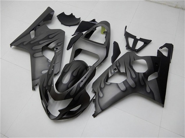 2004-2005 Suzuki GSXR 600/750 Motorcycle Fairings - Grey Black Flame UK