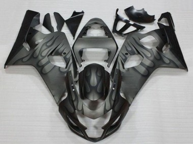 2004-2005 Suzuki GSXR 600/750 Motorcycle Fairings - Grey Black Flame UK