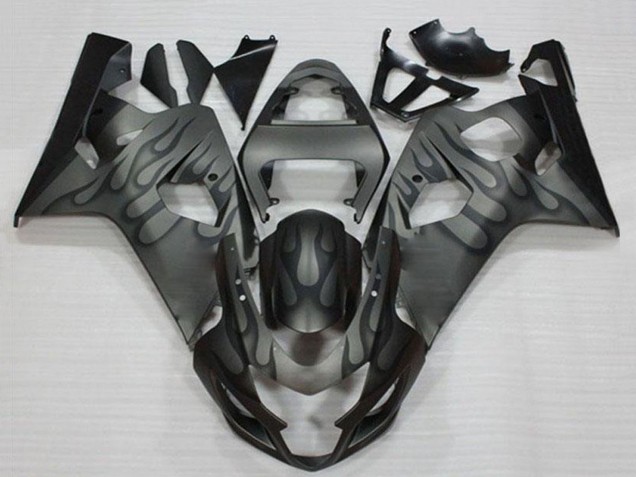 2004-2005 Suzuki GSXR 600/750 Motorcycle Fairings - Grey Black Flame UK