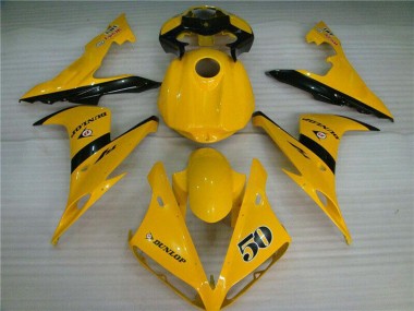 2004-2006 Yamaha YZF R1 Motorcycle Fairings - Yellow Glossy Black Dunlop 50 UK