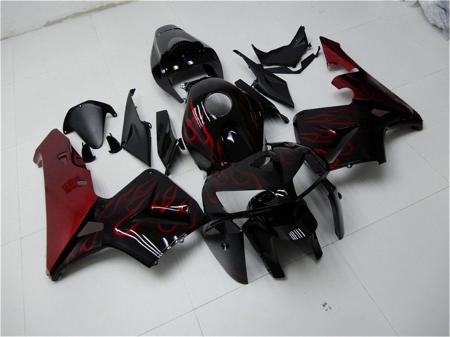2005-2006 Honda CBR600RR Motorcycle Fairing Kits - Glossy Black Red Flame UK