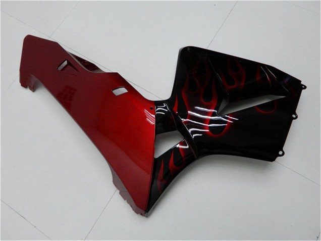2005-2006 Honda CBR600RR Motorcycle Fairing Kits - Glossy Black Red Flame UK