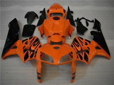2005-2006 Honda CBR600RR Motorcycle Fairing - Orange Black Flame UK