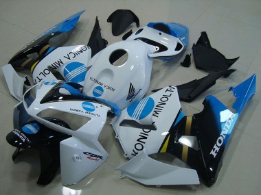 2005-2006 Honda CBR600RR Motorcycle Fairings - White Blue Glossy Black Konica Minolta UK