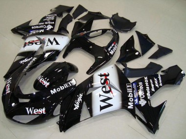 2006-2007 Kawasaki ZX10R Motorcycle Fairing - Glossy Black White West UK