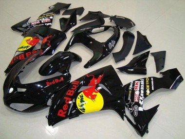 2006-2007 Kawasaki ZX10R Motorcycle Fairings - Glossy Black Yellow Red Bull UK