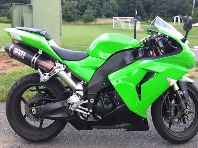 2006-2007 Kawasaki ZX10R Motorcycle Fairing Kits - Green Matte Black UK