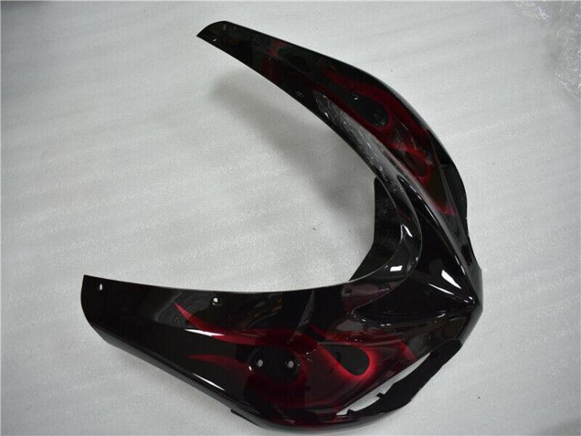 2006-2007 Kawasaki ZX10R Motorcycle Fairing - Glossy Black Red Flame UK
