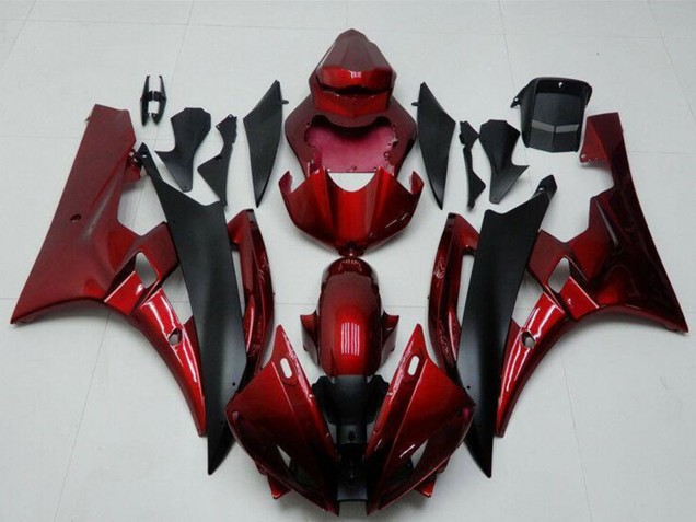 2006-2007 Yamaha YZF R6 Motorcycle Fairing Kits - Red Matte Black UK