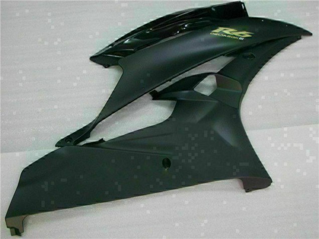 2006-2007 Yamaha YZF R6 Motorcycle Fairings - Glossy Black Matte Black Gold Decals UK