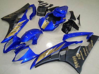 2006-2007 Yamaha YZF R6 Motorcycle Fairings - Blue Gold Matte Black UK