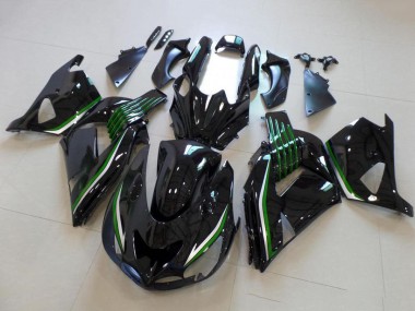 2006-2011 Kawasaki ZX14R ZZR1400 Motorcycle Fairings - Glossy Black Green Line UK