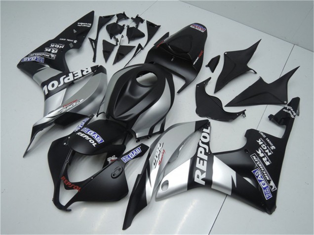 2007-2008 Honda CBR600RR Motorcycle Fairings - Matte Black Silver Grey Repsol UK