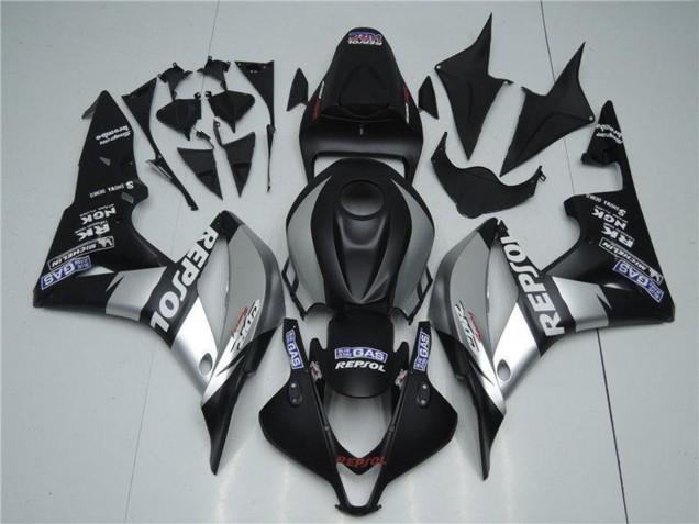 2007-2008 Honda CBR600RR Motorcycle Fairings - Matte Black Silver Grey Repsol UK