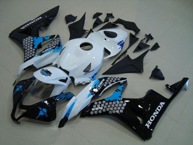 2007-2008 Honda CBR600RR Motorcycle Fairing Kits - White Blue Glossy Black UK