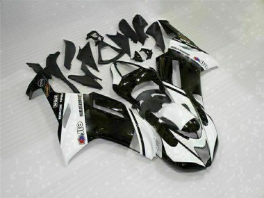 2007-2008 Kawasaki ZX6R Motorcycle Fairings - Black White UK