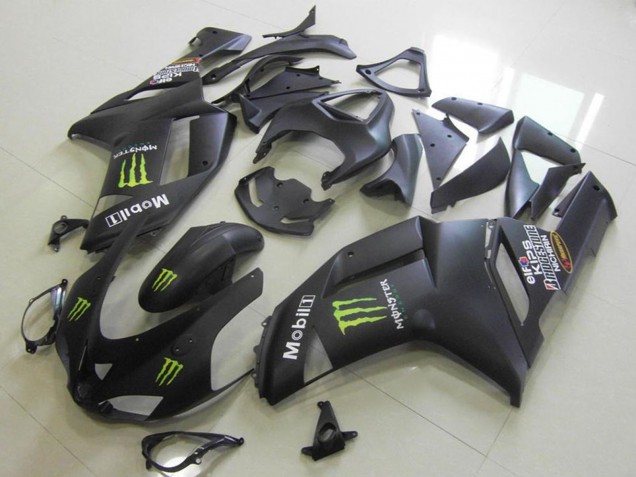 2007-2008 Kawasaki ZX6R Motorcycle Fairings - Matte Black Monster UK