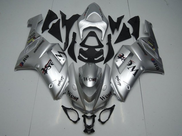 2007-2008 Kawasaki ZX6R Motorcycle Fairings - Silver West UK