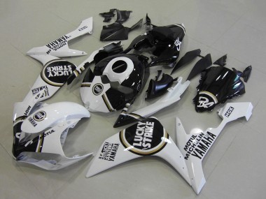 2007-2008 Yamaha YZF R1 Motorcycle Fairings - White Black Lucky Strike UK