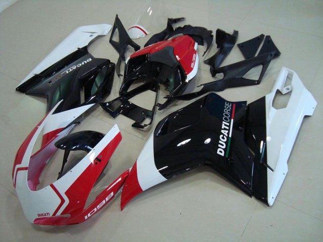 2007-2014 Ducati 1098 Motorcycle Fairings - White Red Glossy Black Corse UK